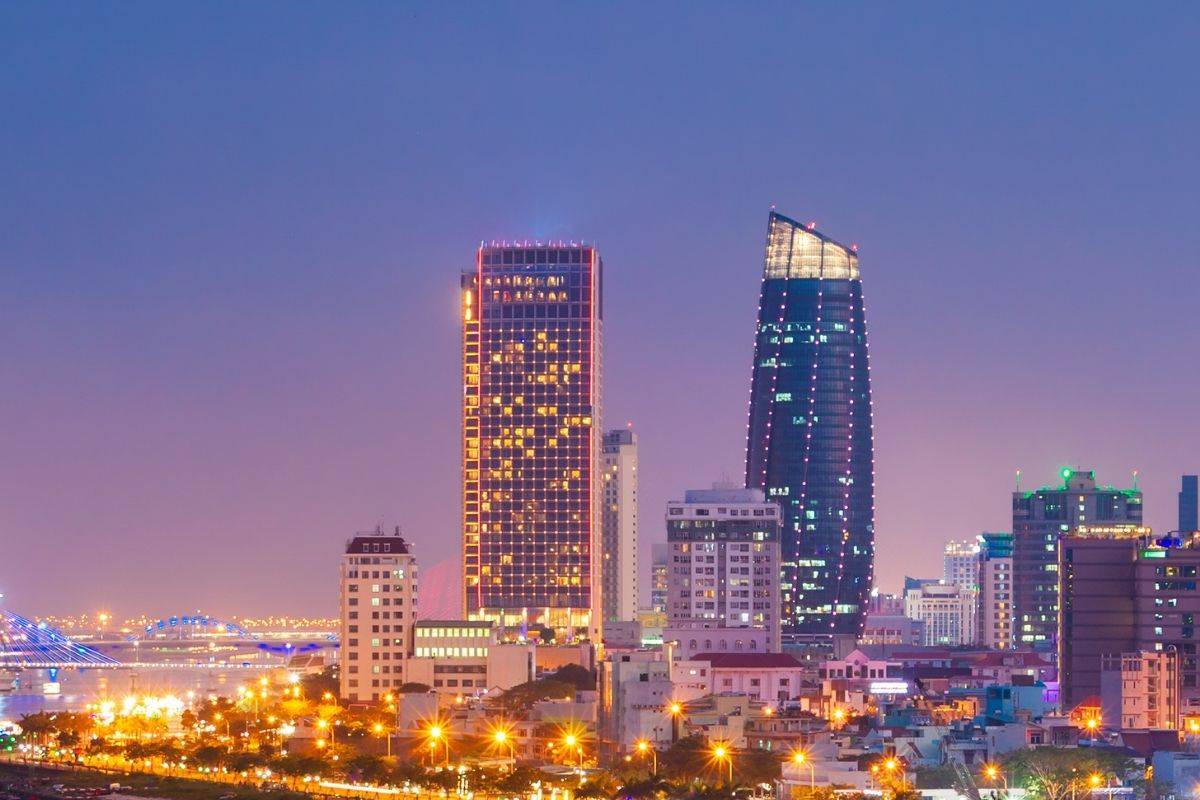 panoramic night view of Da Nang city near Novotel Danang Premier Han River